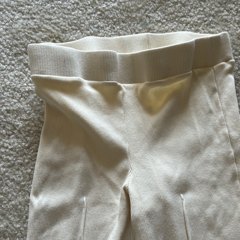 DONNI. Cream Ribbed Kickflare Pants - Picture 2 of 3